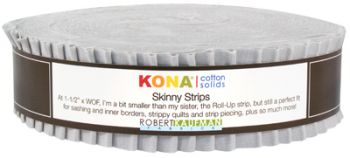 Quilting Cotton Kona Skinny Ash Roll Solids By Robert Kaufman