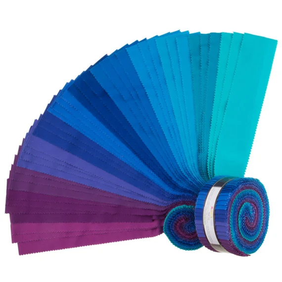 Kona Quilting Cotton 2.5"Jelly Roll Strips Peacock by Robert Kaufman